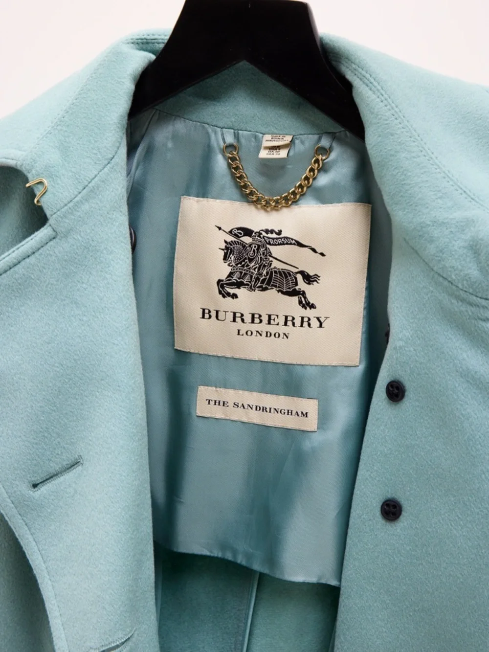 Burberry Soft Blue Cashmere Sandringham Coat - Picture 4 of 10